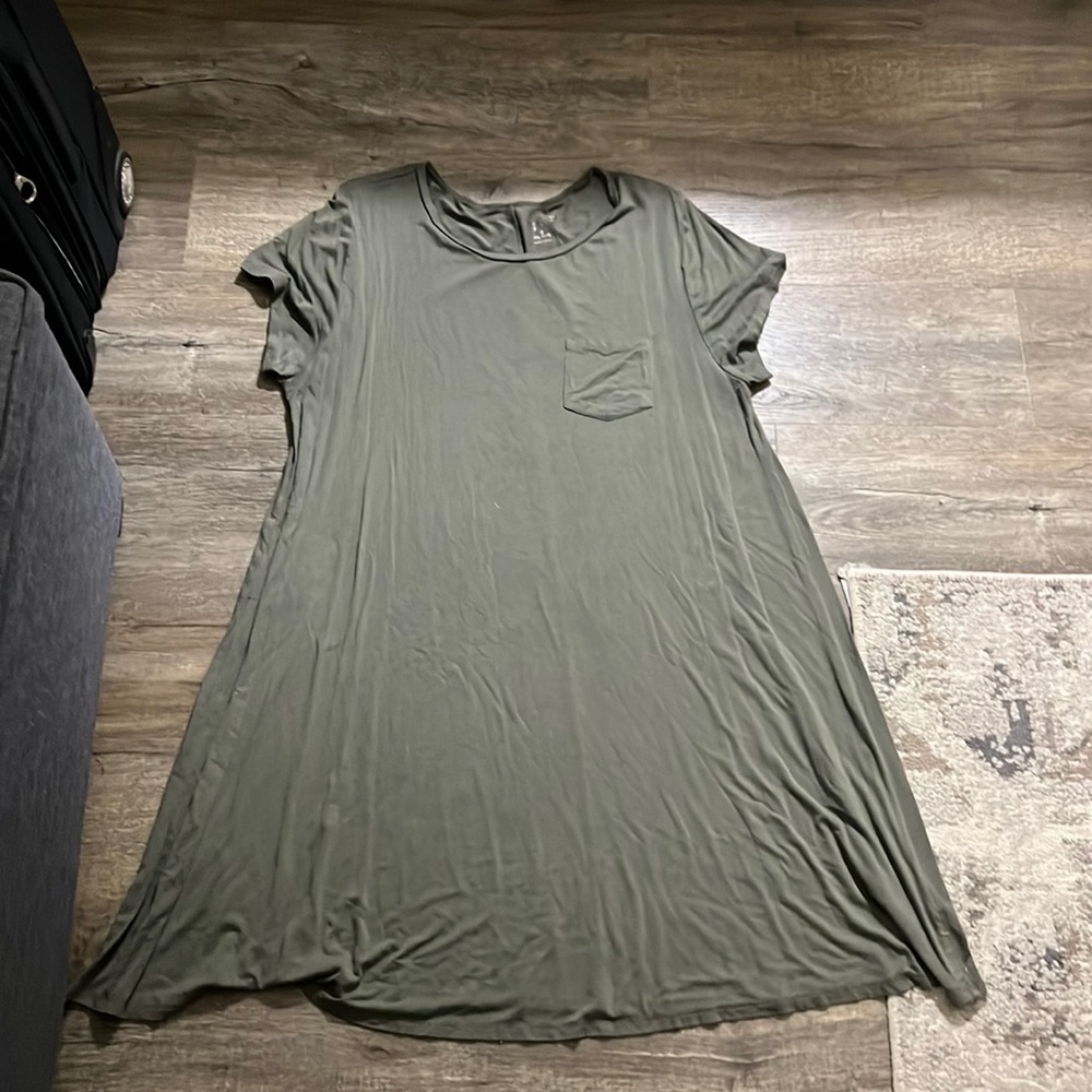 Olive green t-shirt dress